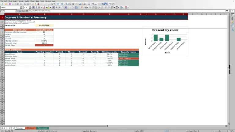 Preview of Daycare Attendance Sheet Excel Template