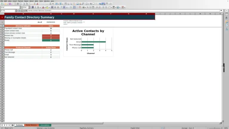 Preview of Daycare Family Contact Directory Excel Workbook